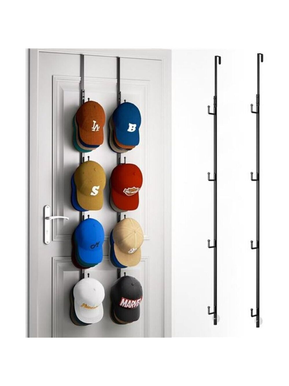 Over Door Hat Rack Hanging Cap Organizer Holds 40 Baseball Caps with Hooks